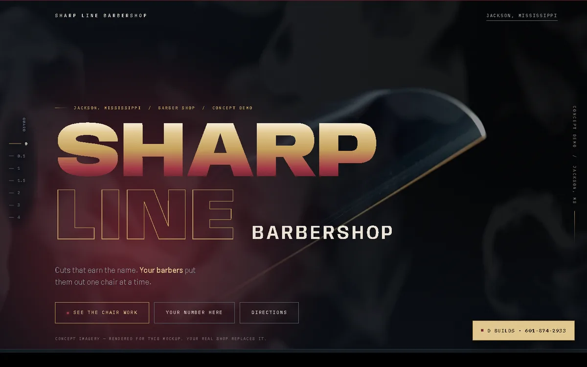 Sharp Line Barbershop concept, desktop