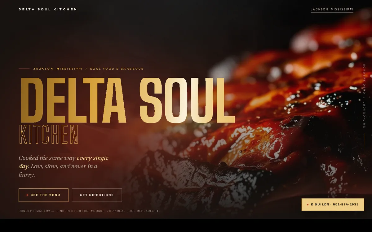 Delta Soul Kitchen restaurant concept, desktop